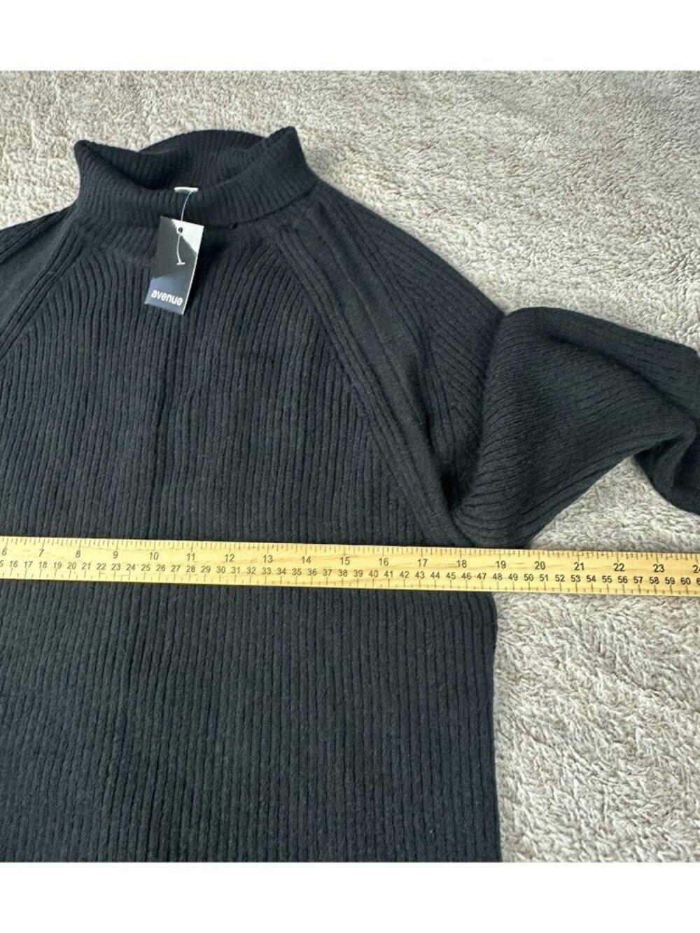 NWT Avenue Dress Callie Sweater Womens 18/20 Black Ribbed Knit Mock Neck Midi - Picture 9 of 11